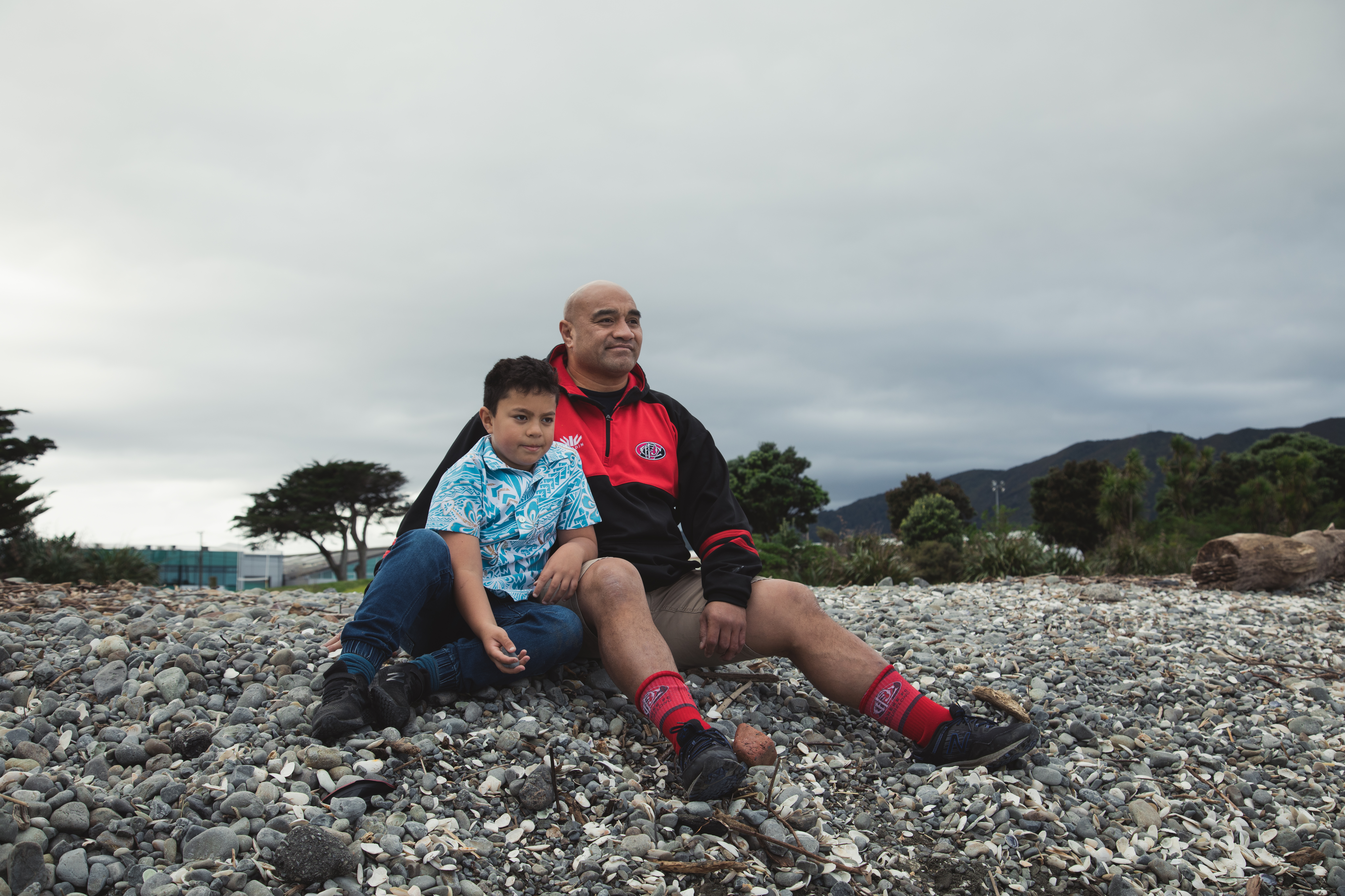 Father and son at the beach