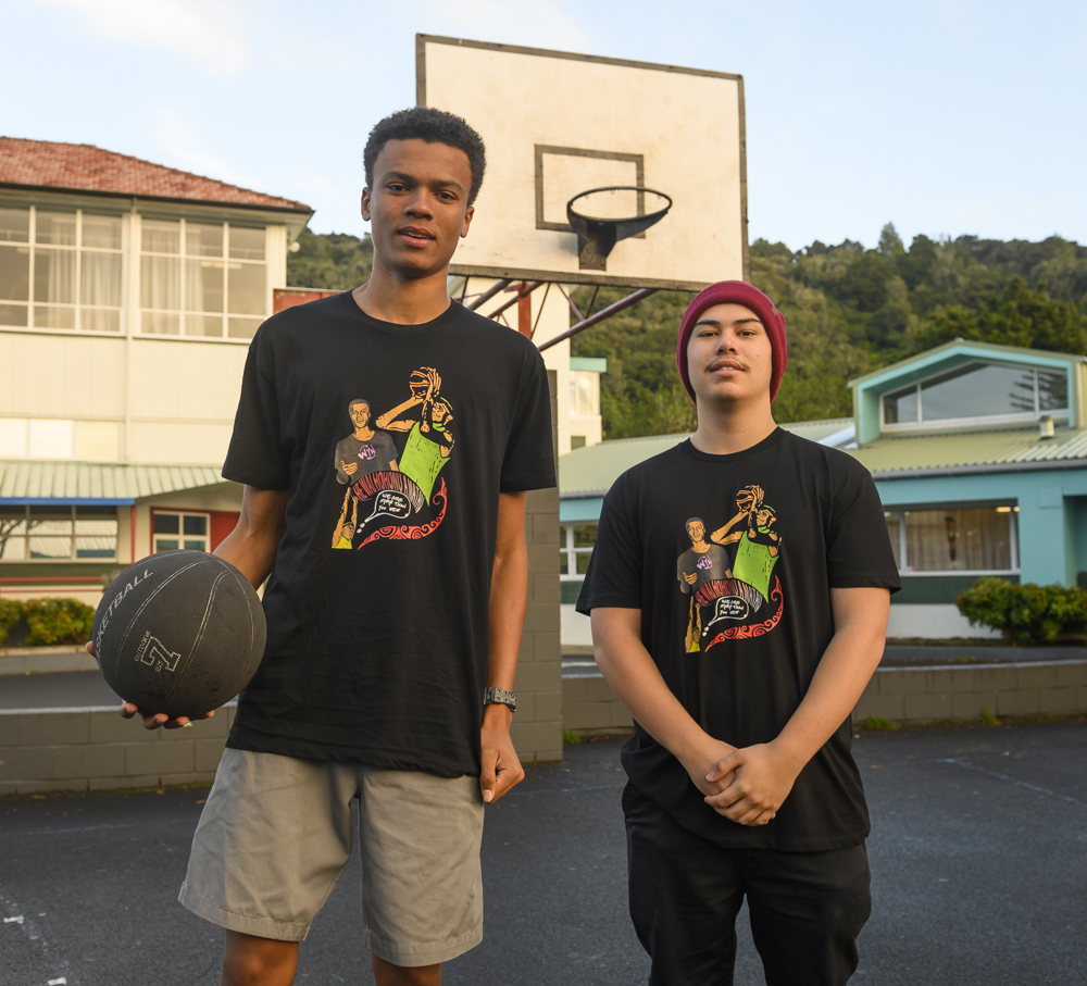 Jordan and Jacob at Whangarei Boys High School basket ball court