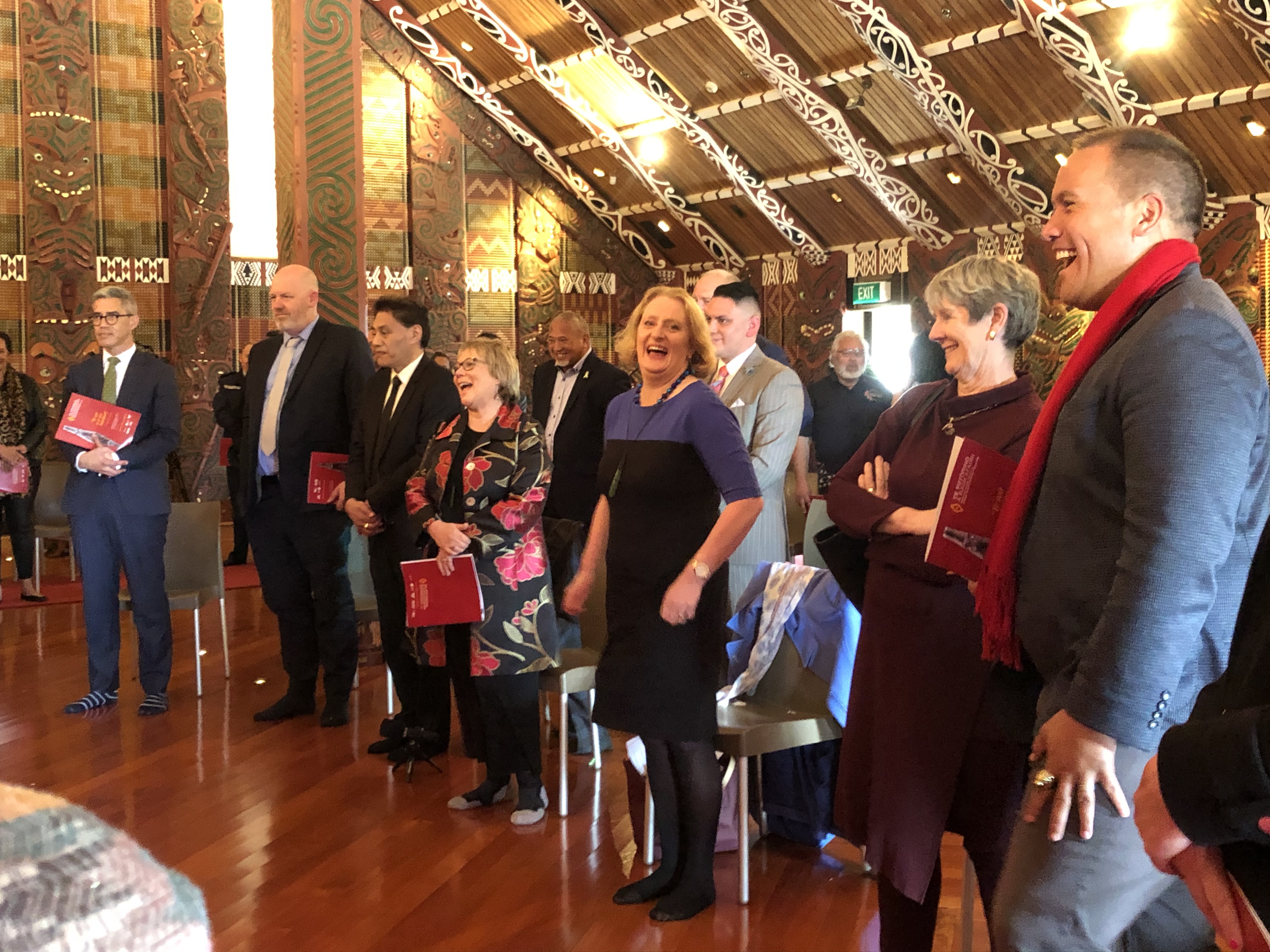 MC Desmond Harawira entertained the whare