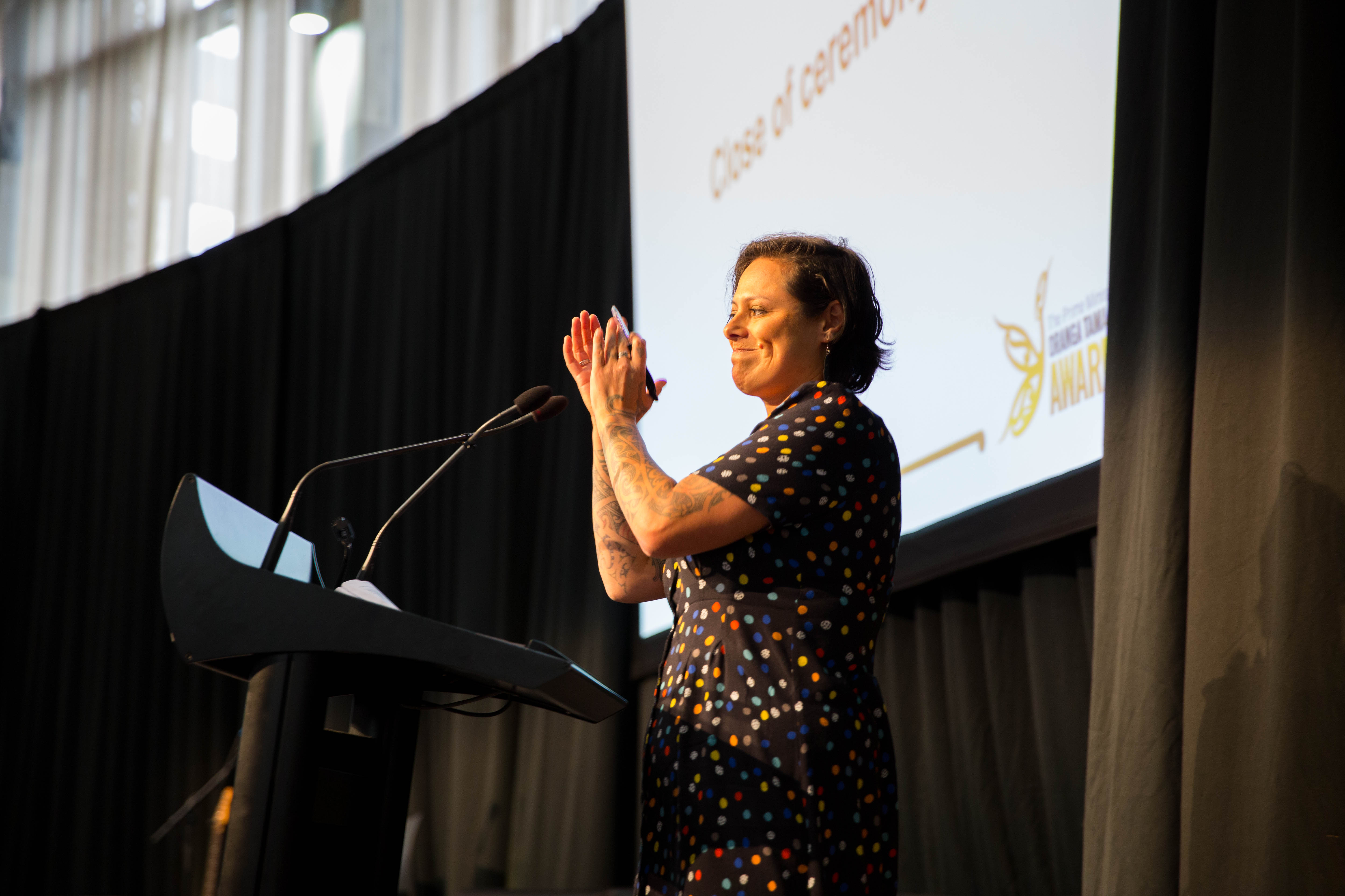 MC Anika Moa closes the awards ceremony