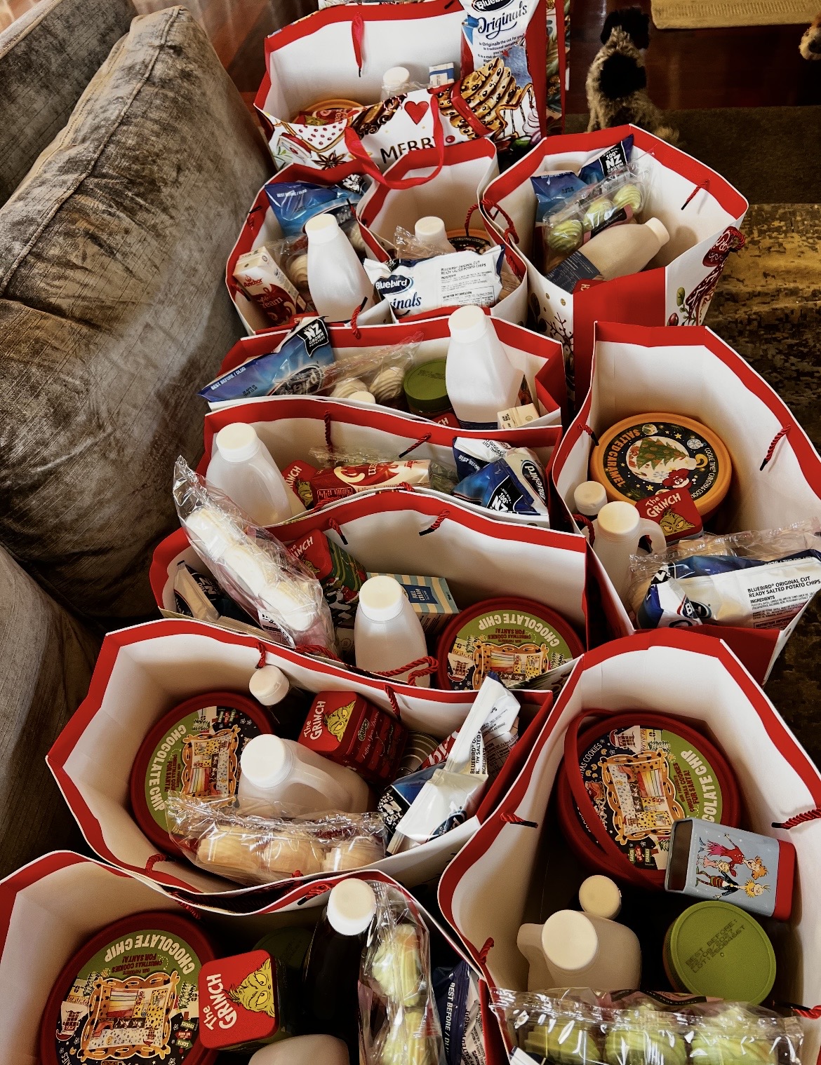 Christmas bags full of presents