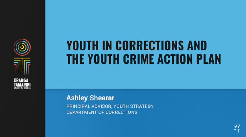 Introduction slide for Youth in Corrections and the Youth Crime Action Plan