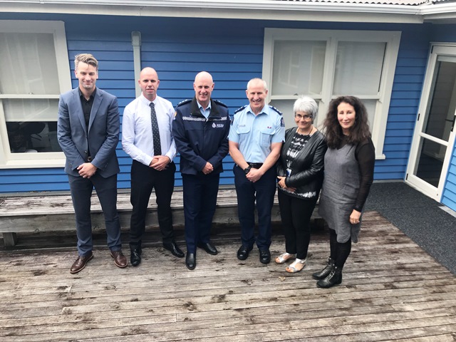 Representatives from Oranga Tamariki, Police and KYS together at the KYS whare